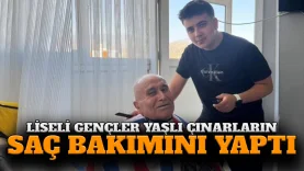 Liseli gençler, yaşlı çınarların saç bakımlarını yaptı